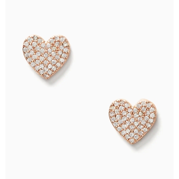 NEW Kate Spade Yours Truly Heart Stud Earrings in Clear/Rose Gold - Picture 3 of 9